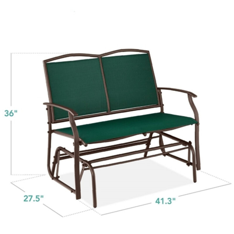 2 Seat Mesh Patio Loveseat Swing Glider Rocker with Armrests