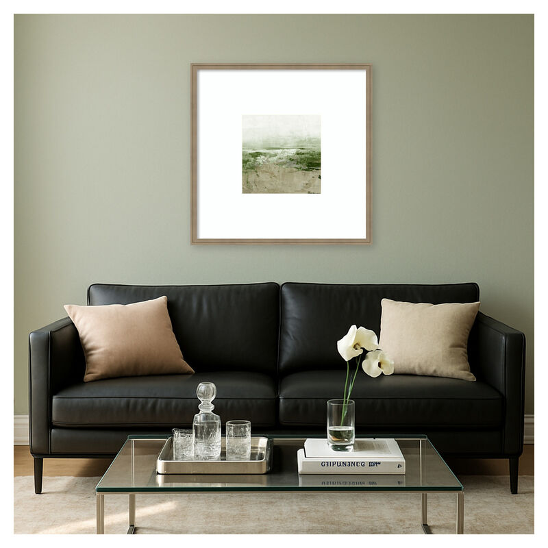 Muted Landscape in Greens by Emma Peal Wood Framed Wall Art Print image number 3
