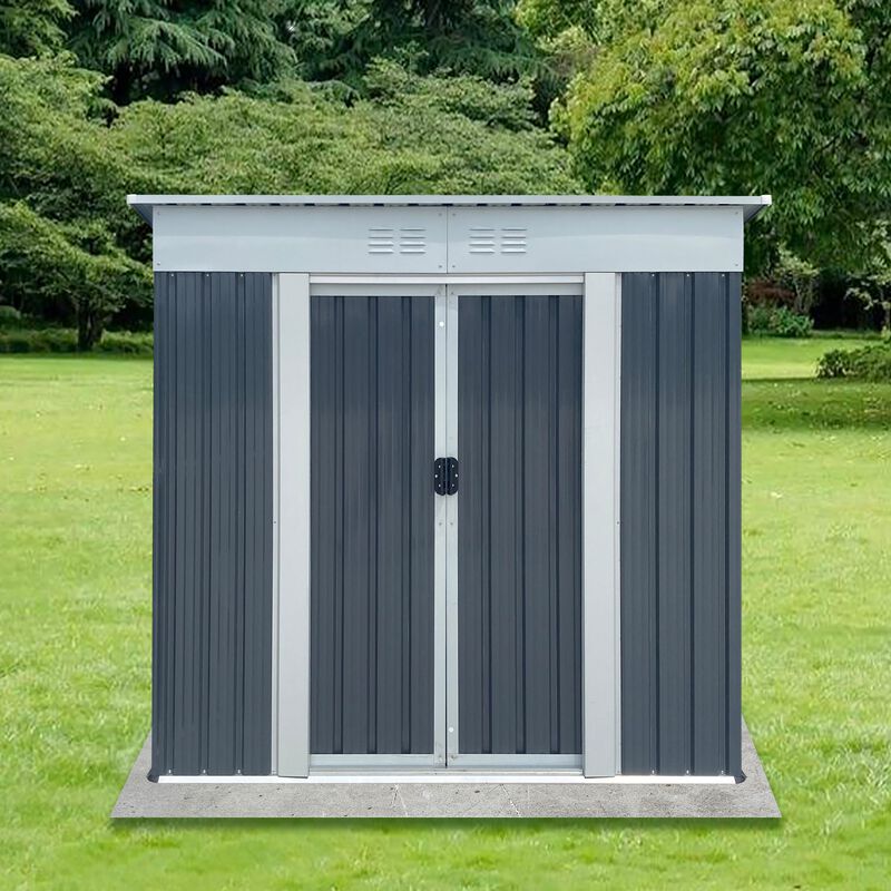 MONDAWE Outdoor Storage Sheds 6FTx4FT Pent Roof with Aluminum Alloy Frame