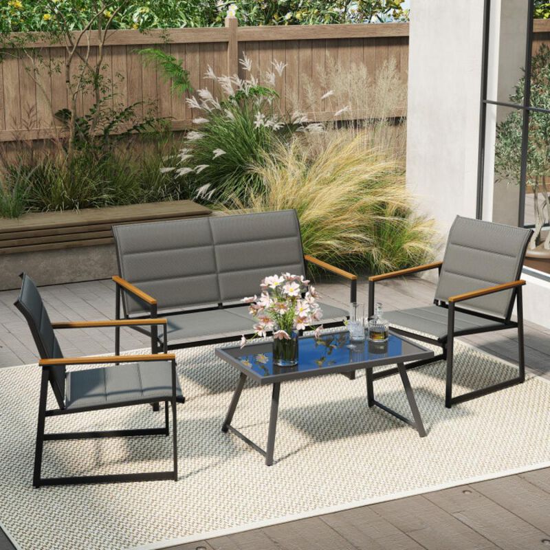 Hivvago 4-Piece Outdoor Conversation Patio Furniture Set