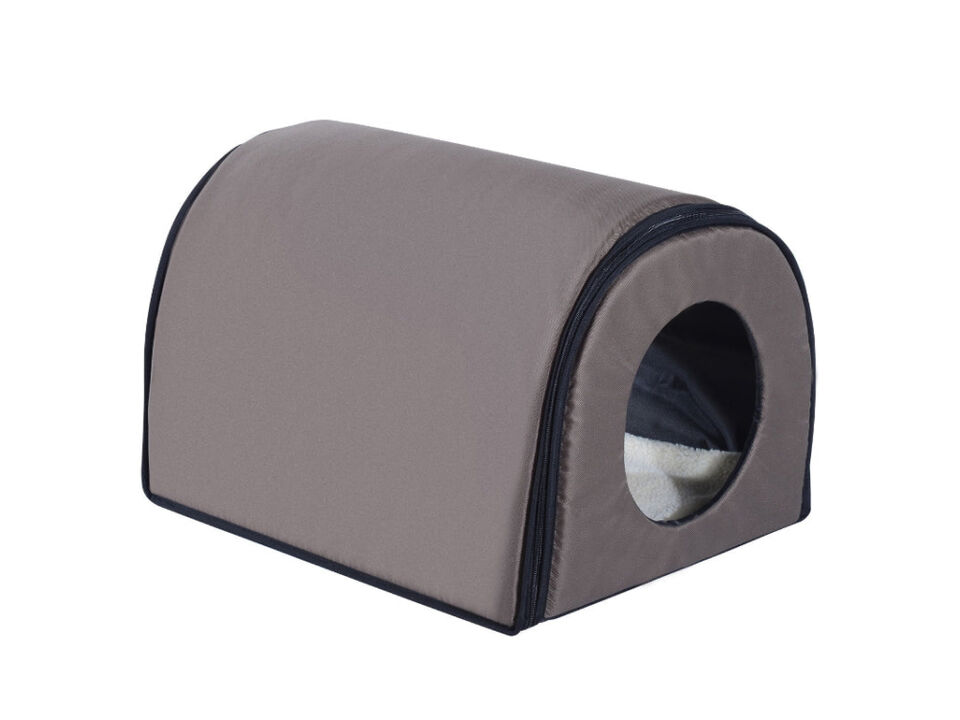 Heated Outdoor Cat Shelter Indoor Heated Cat Houses Elevated Waterproof and Insulated A Safe Pet House Stay Warm and Dry Brown