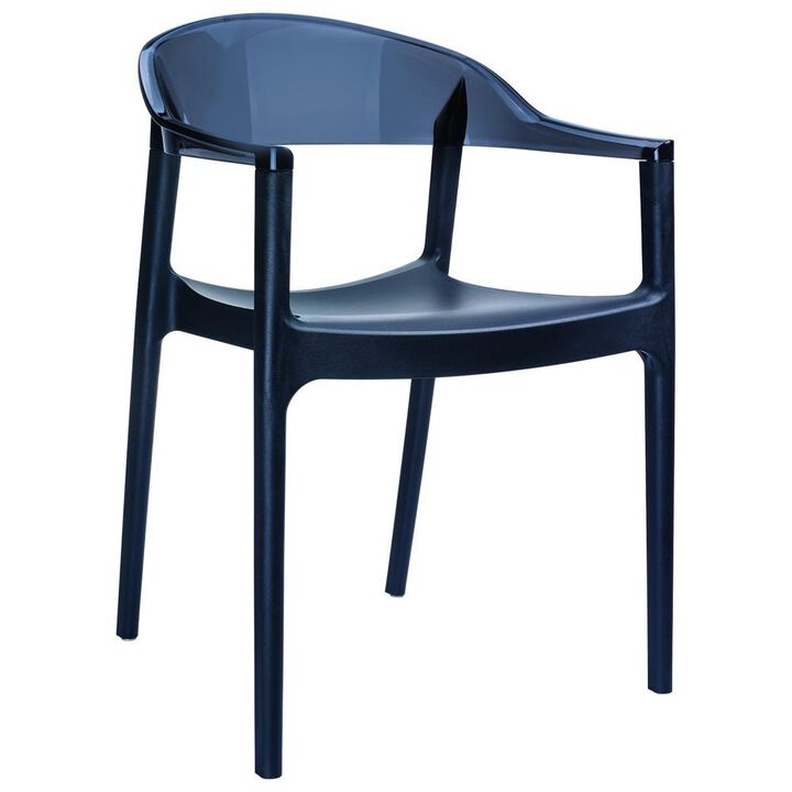 Belen Kox Modern Dining Chair, Set of 2, Black Seat Transparent