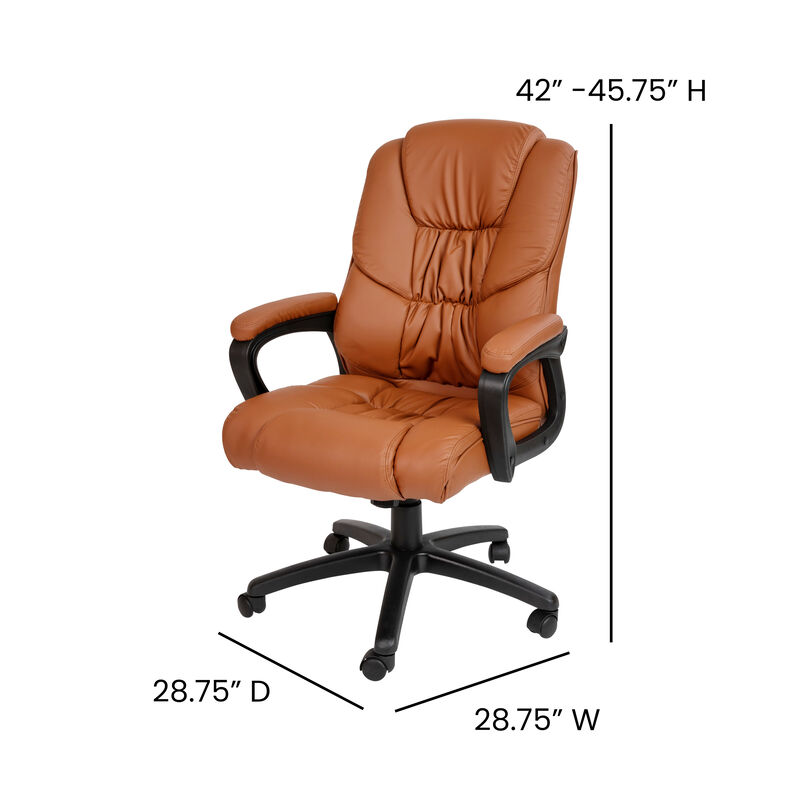 Flash Fundamentals Big & Tall 400 lb. Rated Black LeatherSoft Swivel Office Chair with Padded Arms image number 3