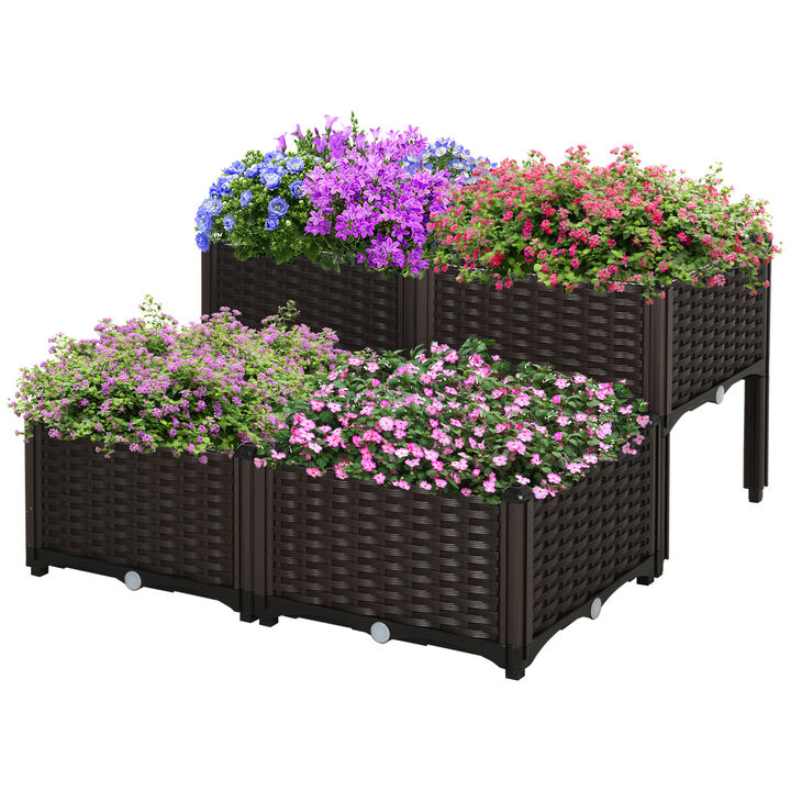 Hivvago Raised Garden Planter 4-Piece Set for Backyard Plants