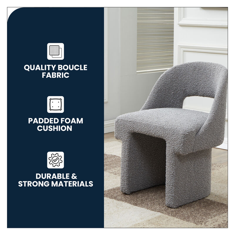 LeisureMod Modern Side Boucle Accent Chair – Quell Collection, Stylish and Cozy Chair for Living Room, Bedroom, and Contemporary Spaces