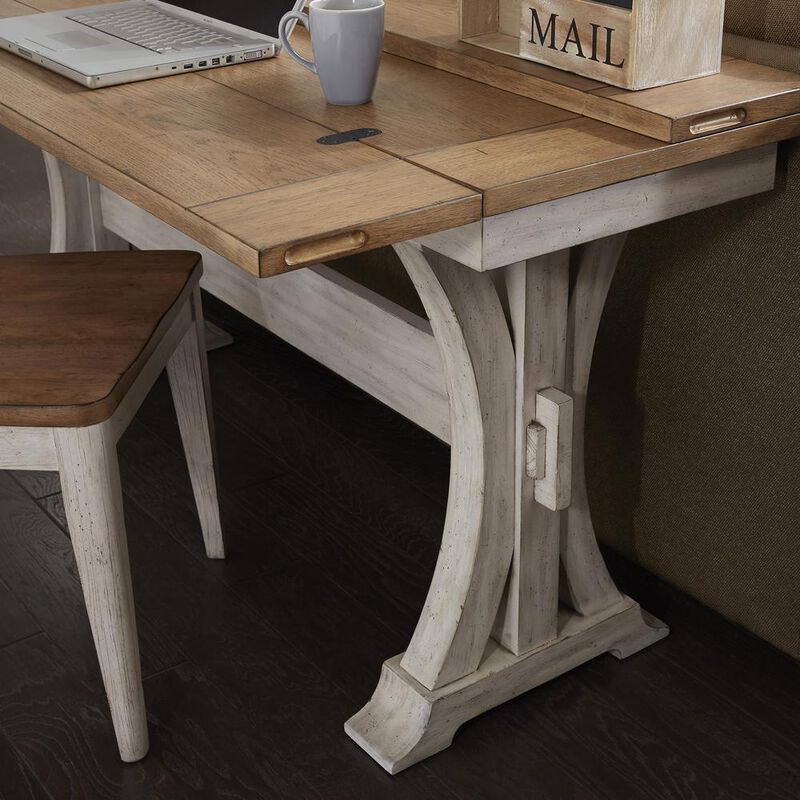 Liberty Furniture Farmhouse Reimagined Flip Lid Sofa Table in Antique White w/ Chestnut Top image number 7