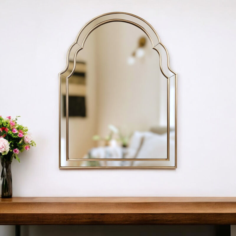 HomeRoots 24" Gold Arch Metal Framed Accent Mirror image number 1