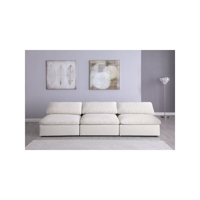 Meridian Furniture Serene Cream Linen Textured Fabric Deluxe Comfort Modular Armless Sofa