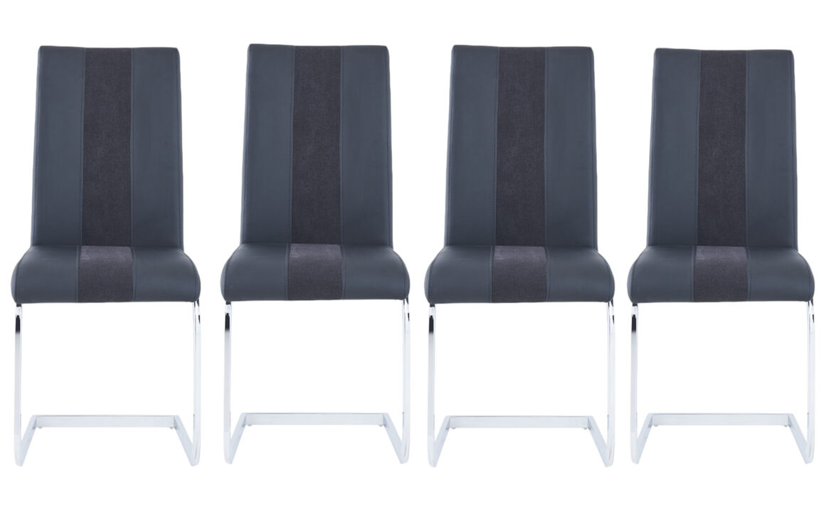 Set of Four Faux Leather Dining Chairs, Upholstered Side Chairs for Kitchen