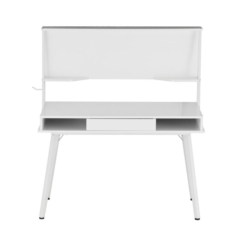 Study Computer Desk with Storage & Magnetic Dry Erase White Board, White image number 5