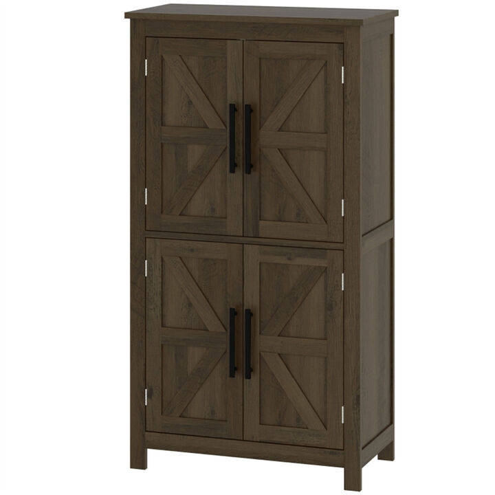 Freestanding Bathroom Floor Cabinet with Shelves for Towels and Toiletries