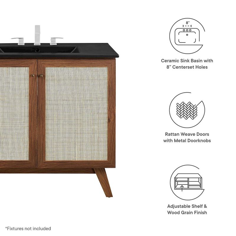 Modway Soma Bathroom Vanity, 36 Inch Single, Walnut Black image number 2