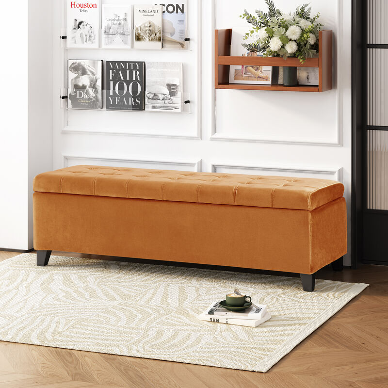 Merax Storage Ottoman,Rectangular Ottoman Bench,Upholstered Storage Bench