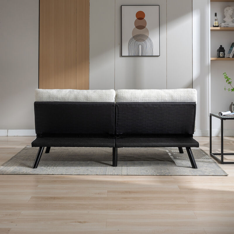 Convertible Sofa Bed Loveseat Futon - Adjustable Lounge Couch with Metal Legs