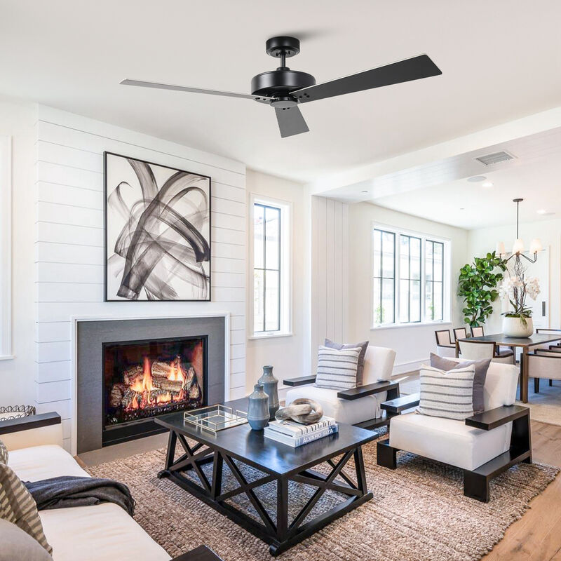 52 in. Barbeque Black Reversible Blades Ceiling Fan with Wall Control without Light