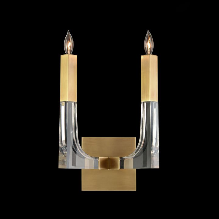 Acrylic And Brass Two-Light Wall Sconce
