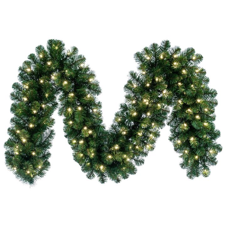 Vickerman 50' x 14" Oregon Fir Artificial Christmas Garland, Warm White Single Mold LED Wide Angle Lights - Faux Fir Christmas Garland - Indoor or Outdoor Garland