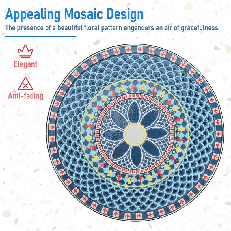 Decorative 3-Piece Bistro Set for Balcony or Patio &ndash; Mosaic Tile Design