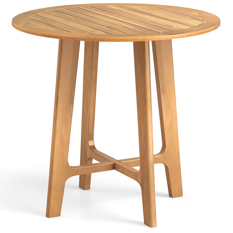 Patio Dining Table with Slatted Tabletop and X-shaped Frame