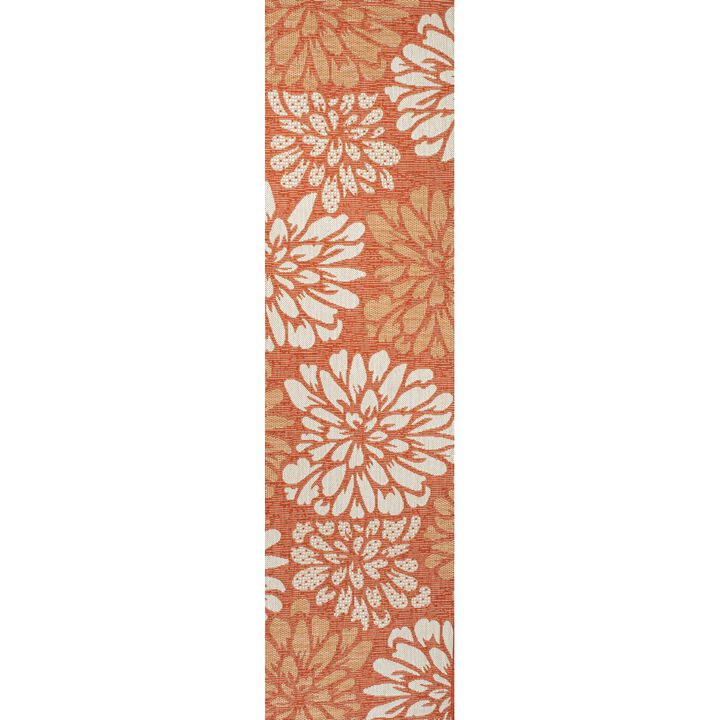 Zinnia Modern Floral Textured Weave Indoor/Outdoor Area Rug