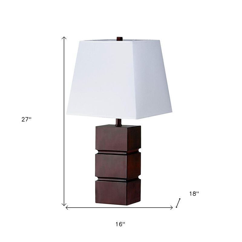 HomeRoots 27" Brown Bedside Table Lamp With White Shade image number 3