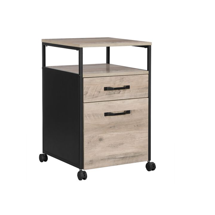 BreeBe Greige Filing Cabinet on Wheels with Drawer