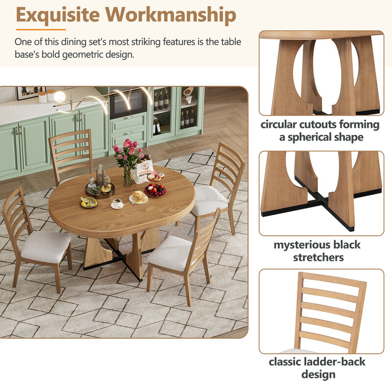 Merax Retro Rustic Functional 5 Pieces Dining Set