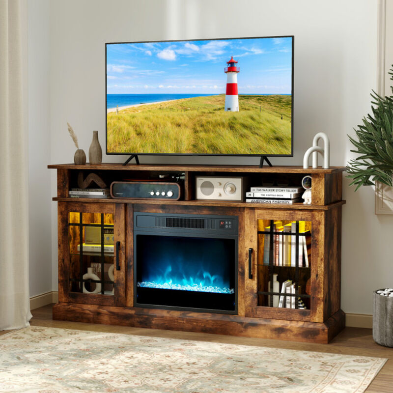 Fireplace TV Console with Remote & LED Mood Lighting &ndash; Media Cabinet for TVs Up to [40 inches]"
