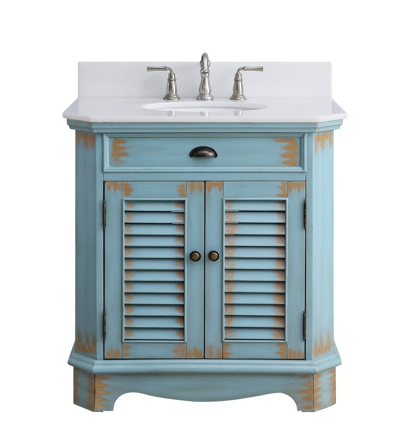 32 Inch Benton Collection Rustic Blue Bathroom Sink Vanity image number 0