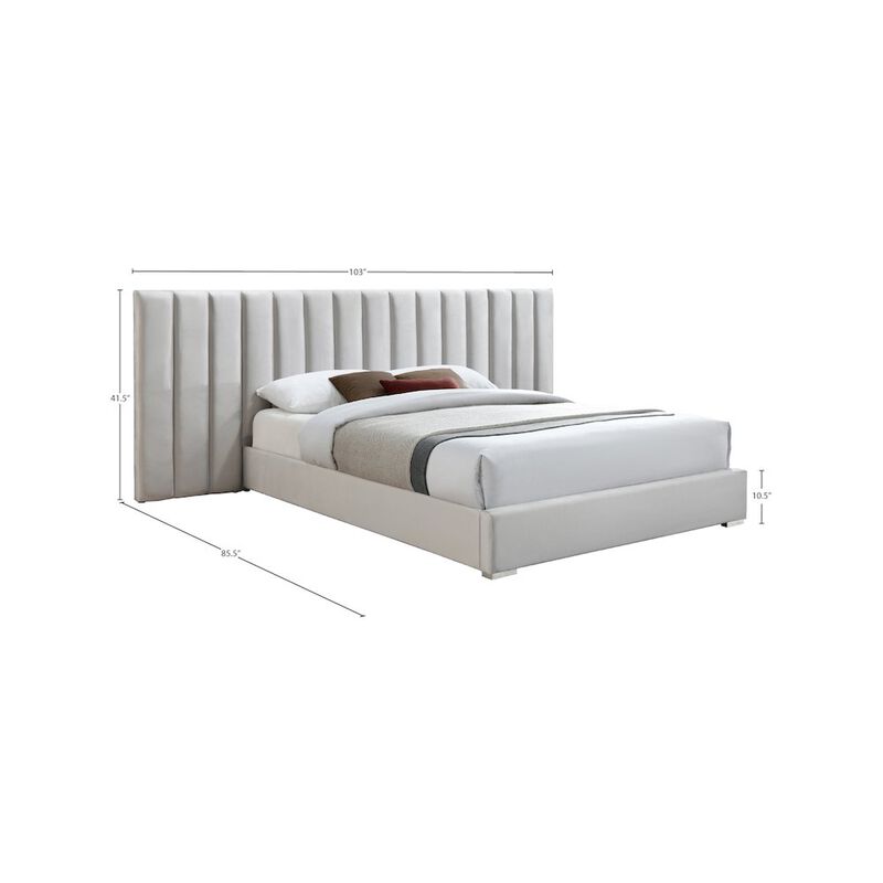 Meridian Furniture Pablo Cream Velvet Queen Bed