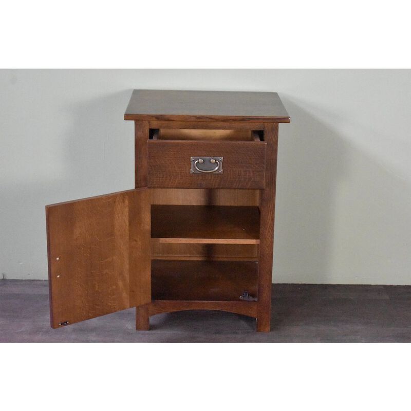 Crafters and Weavers Mission Quarter Sawn Oak 1 Door, 1 Drawer Nightstand - Walnut (AW)