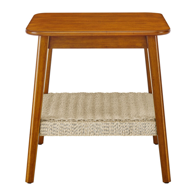 Streamdale Boho Mid-Century Woven Side Table with Storage image number 8
