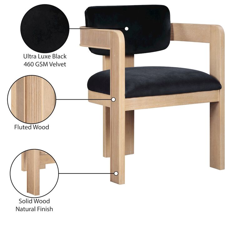 Meridian Furniture Sacha Black Velvet Dining Chair, Set of 2