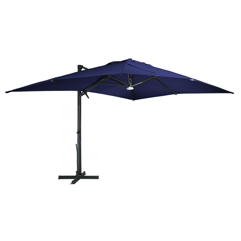 Cantilever Patio Umbrellas Large Outdoor Umbrella with Bluetooth LED Light Offset Market Table Umbrella 360&deg; Rotation Patio Umbrella for Outdoor image number 0