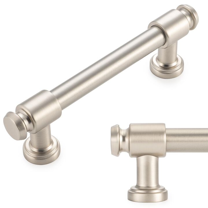 KOOFIZO Brushed Nickel Cabinet Pulls, 10-Pack Cabinet Handles, 3.8 Inch/96mm Screw Spacing, P11 Hardware for Kitchen Door, Drawe