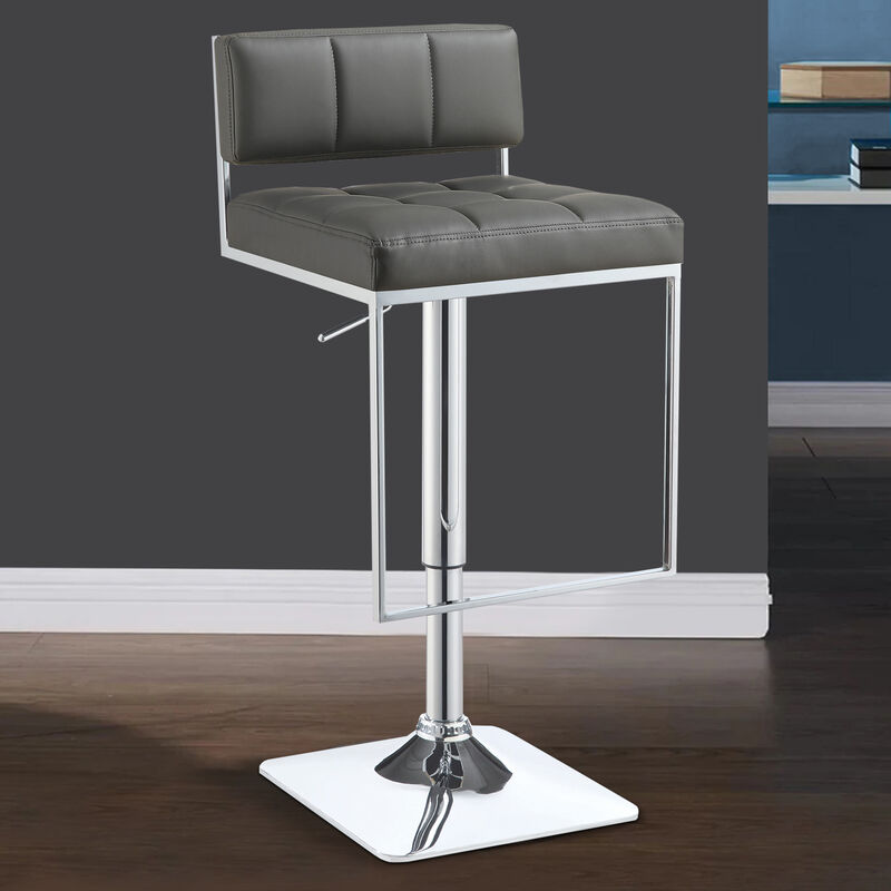 Classic Adjustable Metal Bar Stool, Gray & Silver