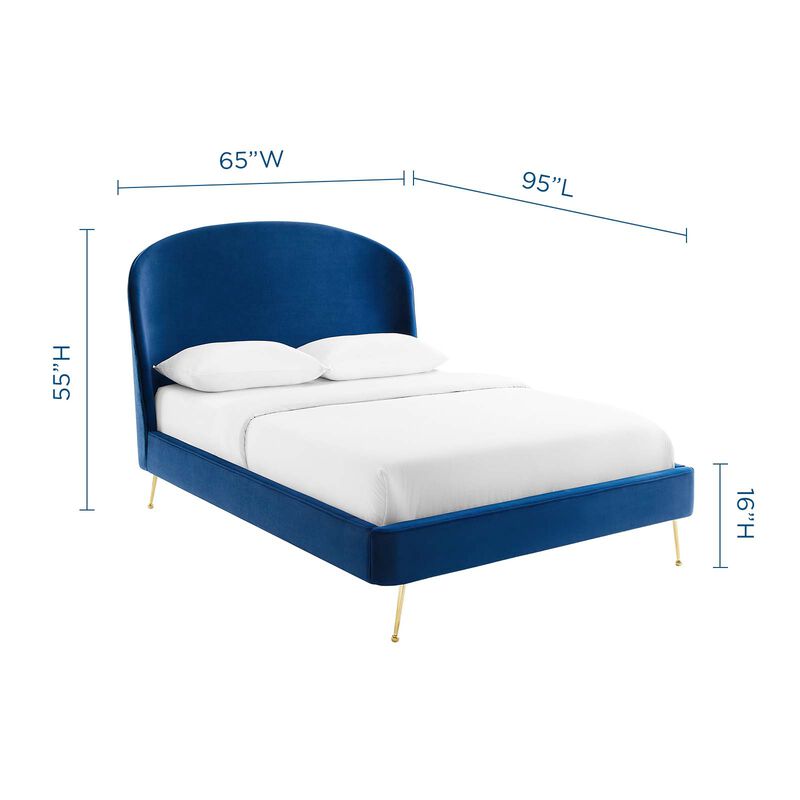 Modway - Mira Upholstered Performance Velvet Queen Platform Bed Navy image number 8