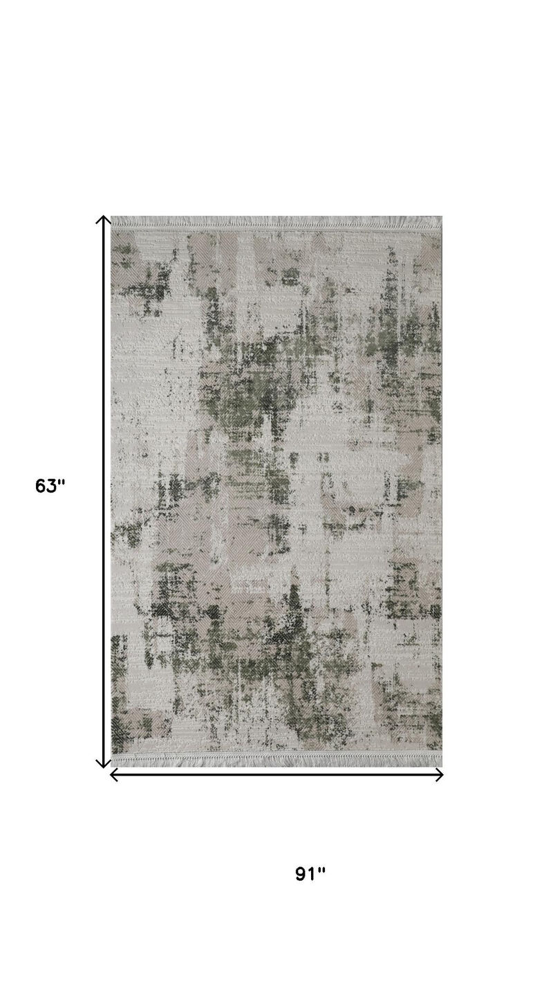 HomeRoots Abstract Distressed Area Rug With Fringe image number 3
