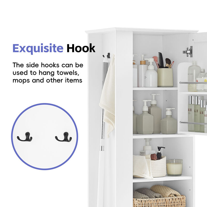 Merax Tall Bathroom Utility Cabinet with Reversible Sides, 2 Adjustable Shelves image number 6