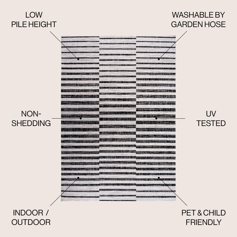 Sukie Modern Offset Stripe Indoor/Outdoor Area Rug