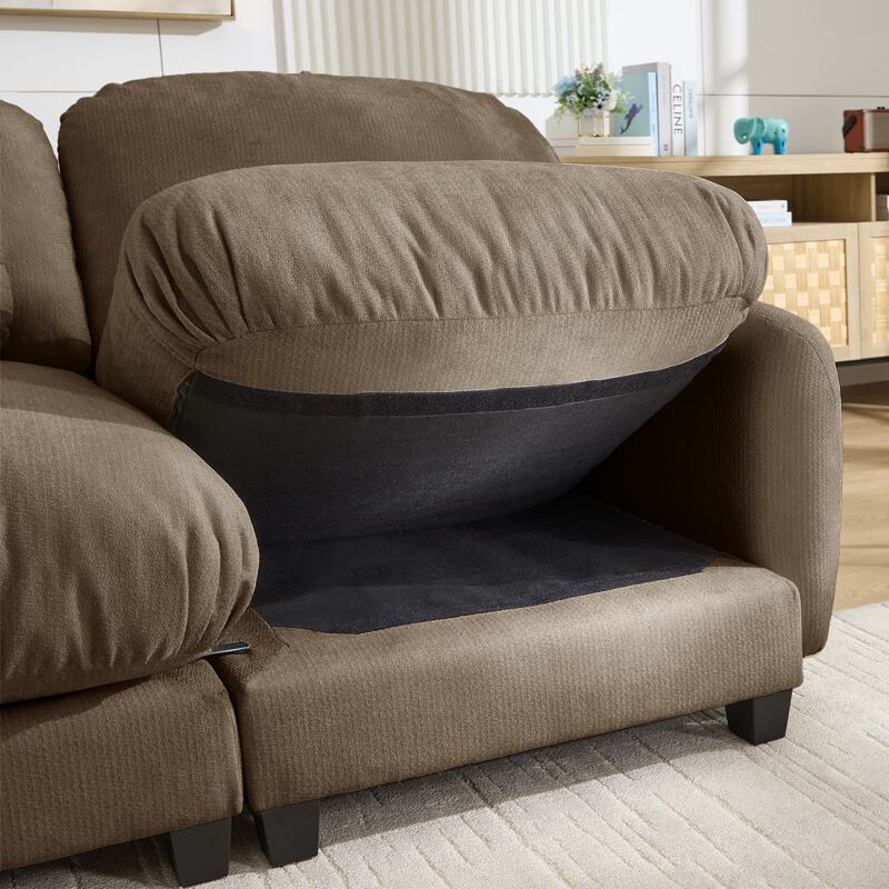 3 Seat modular cloud couch for living room, Chenille deep seat sofa with plush cushions, Modular 3 seater sofa for home image number 7
