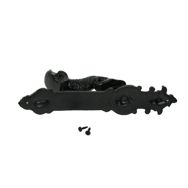 Rustic Black Enamel Cast Iron Roman Dolphin Decorative Door Knocker image number 2