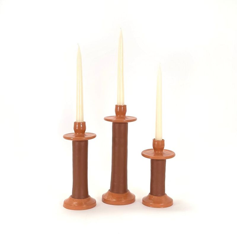 Leather Wrapped Candle Holder image number 1