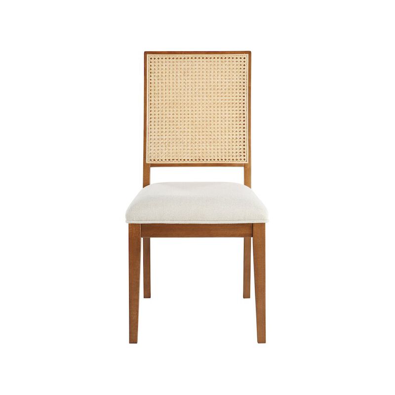 Meridian Furniture Butterfly Cream Linen Textured Fabric Dining Chair, Set of 2