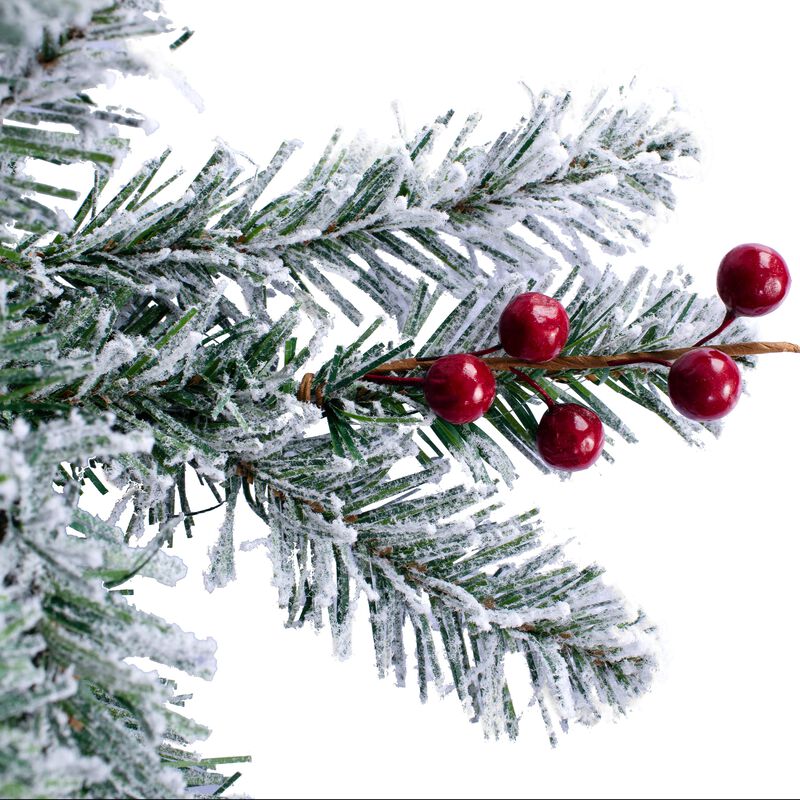 5 Foot Pre-lit Flocked Berry Artificial Fir Christmas Potted Pencil Tree image number 4