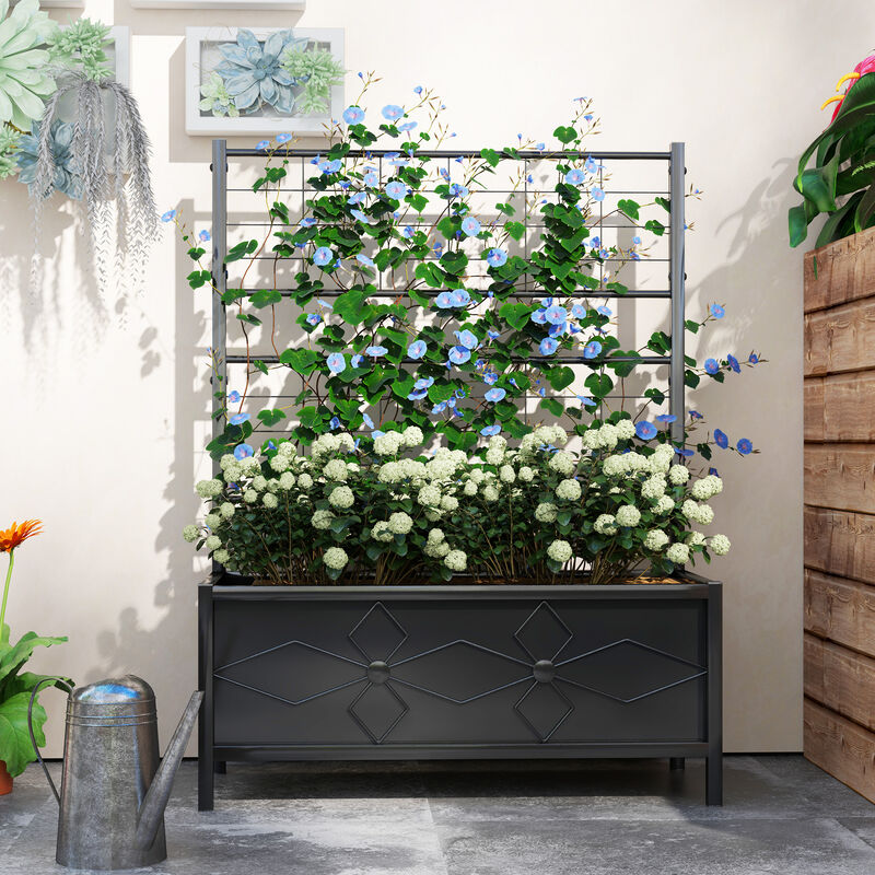 Hivvago Raised Metal Planter with Trellis for Climbing Plants and Vines image number 6