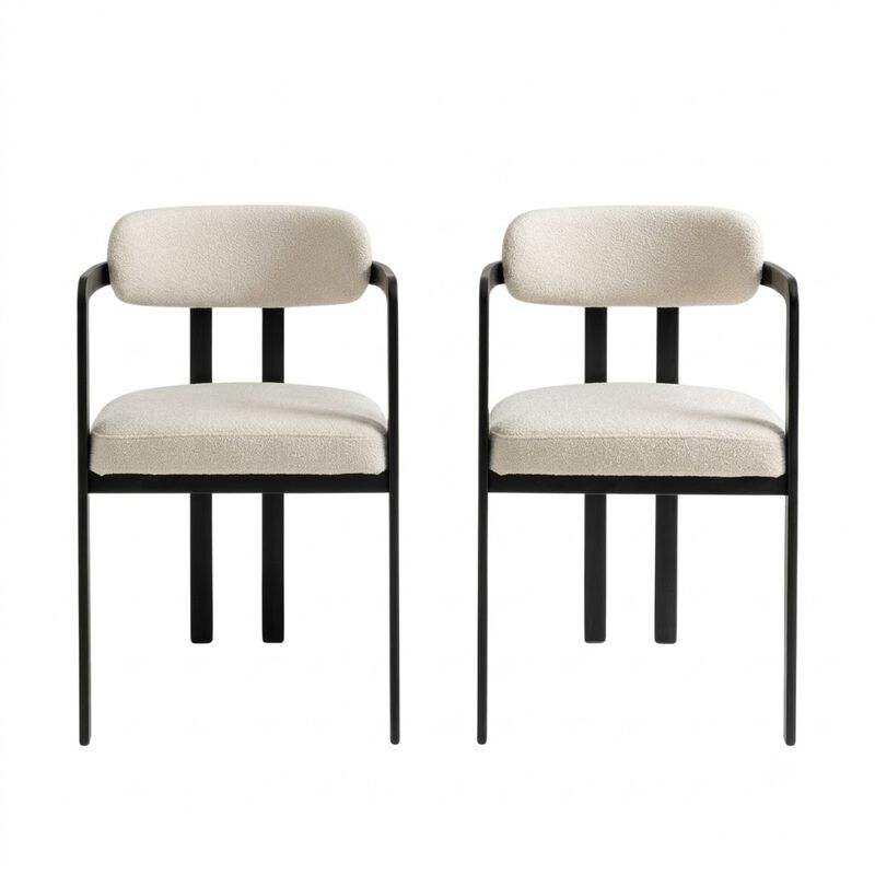 Envelor Mid-Century Modern Chenille Upholstered Dining Chair with Black Metal Legs, Set of 2 image number 0