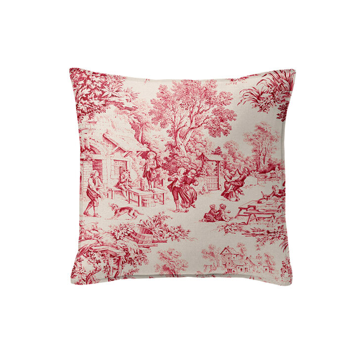 6ix Tailors Fine Linens Maison Toile Red Decorative Throw Pillows