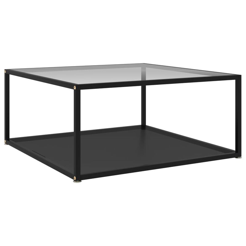 vidaXL Coffee Table Transparent and Black 31.5x31.5x13.8 Tempered Glass