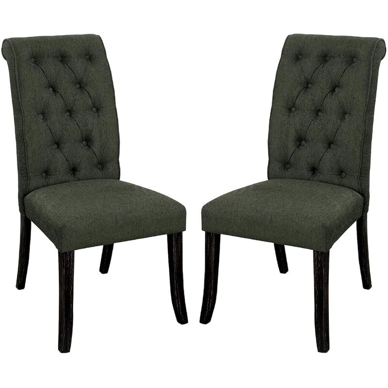 Streamdale Gray Fabric Tufted Dining Chairs Set